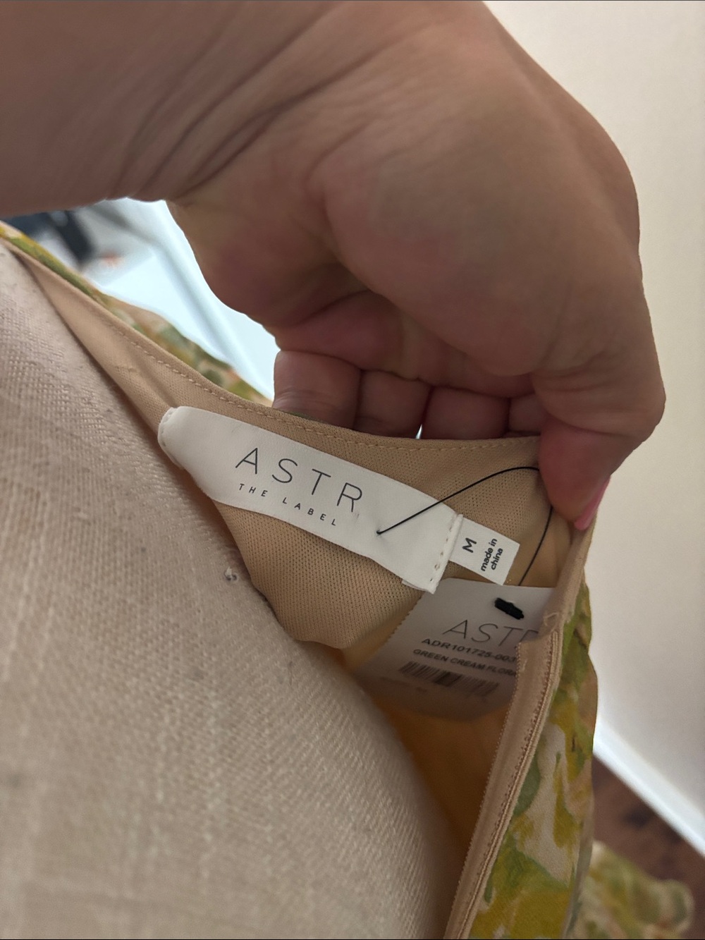 Astr One-Shoulder Floral Ruffle Maxi Dress in Green and Peach - Picture 2 of 5